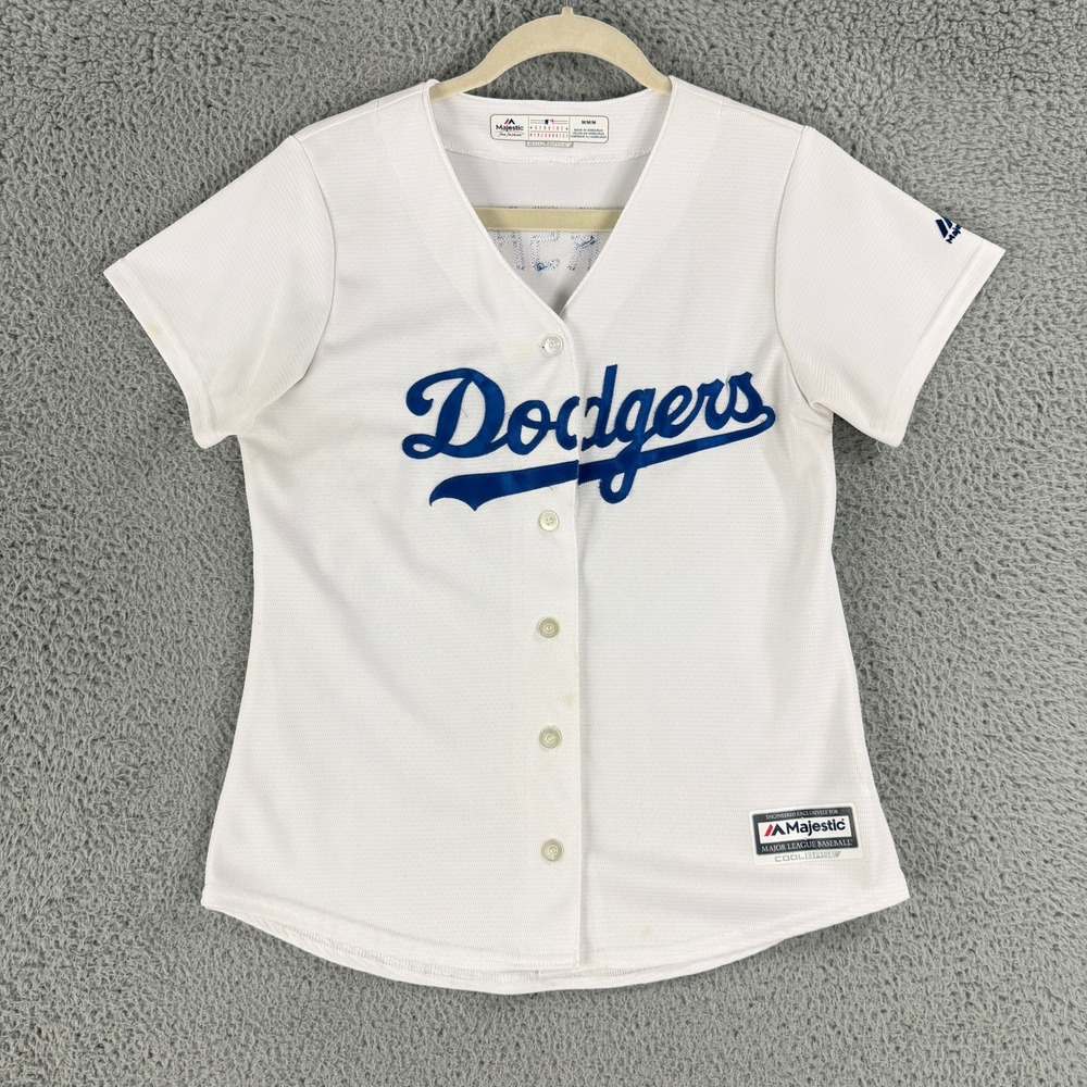 Majestic Dodgers Kershaw 22 Jersey Womens M White Cool Base MLB Los Angeles